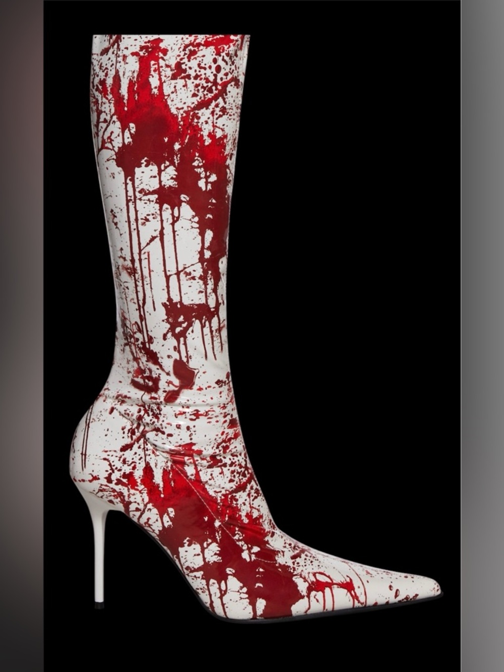 Red Splatter Thigh High Boots